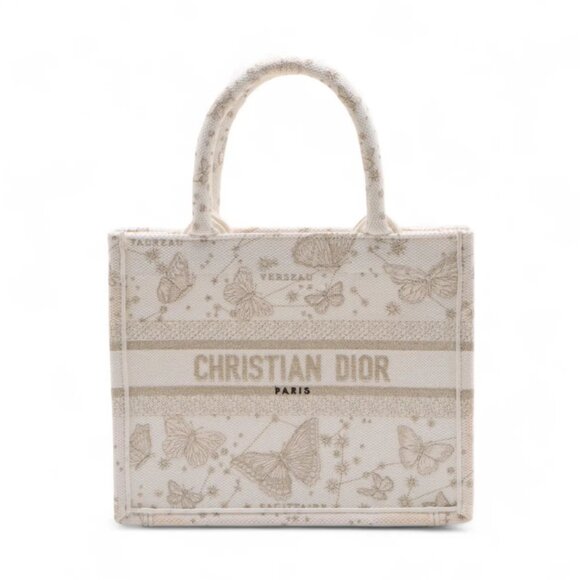 Christian Dior Small Canvas Book Tote Bag White x Beige - Picture 1 of 9